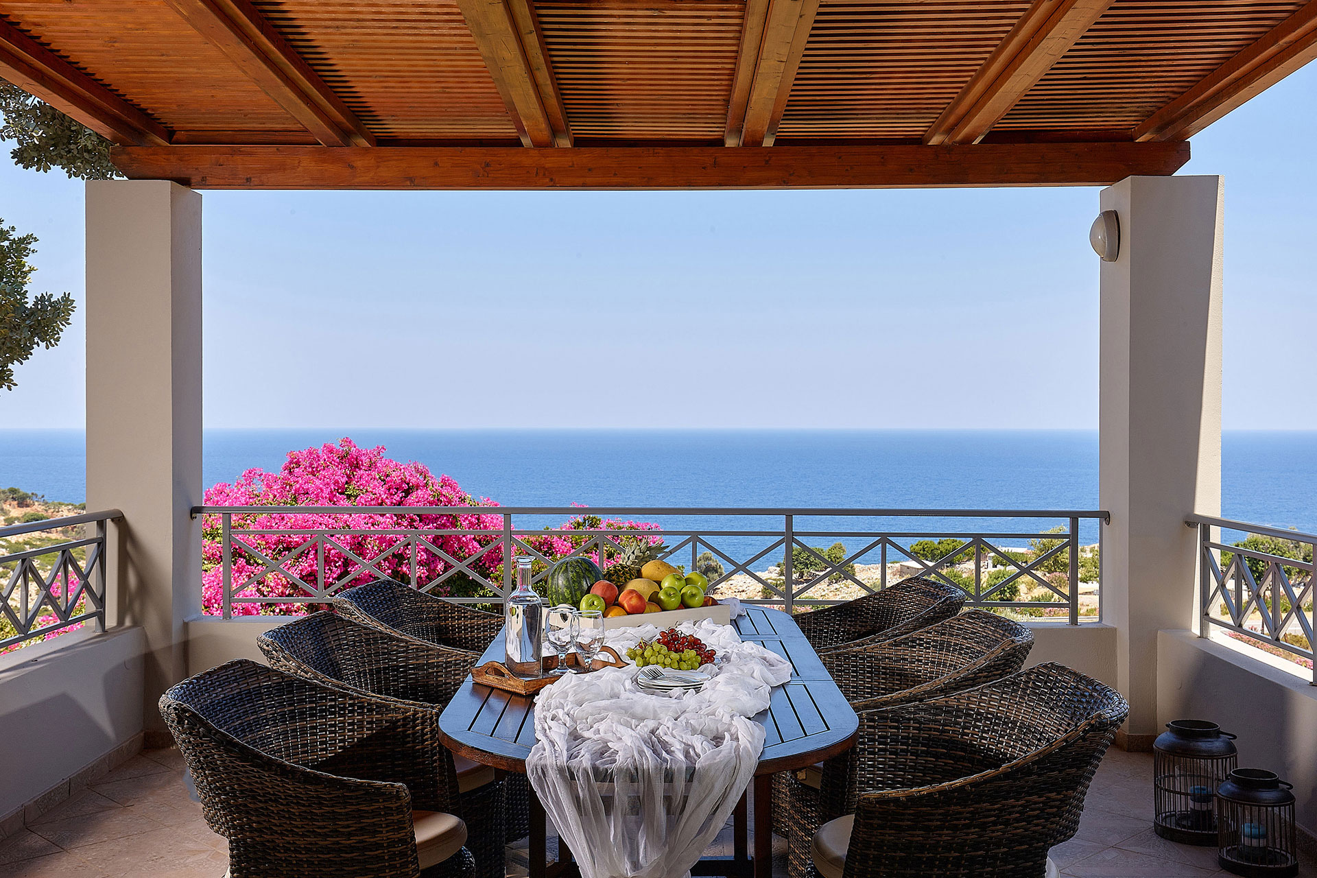 Okeanides Villas Crete Villa Dioni terrace with dining area